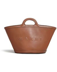 Marni - Small Tropicalia Logo-embossed Leather Tote Bag - Lyst