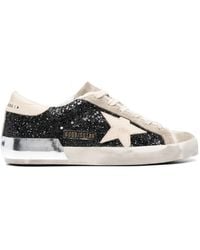 Golden Goose - Super-Star Glitter-Detail Sneakers - Lyst