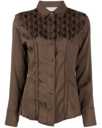 Marine Serre - Moon Diamant Jacquard Satin Shirt - Lyst
