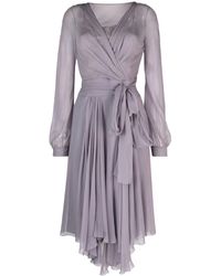 Alberta Ferretti - Asymmetric Midi Wrap Dress - Lyst