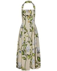 Oscar de la Renta - Flower-Print Halter-Neck Midi Dress - Lyst