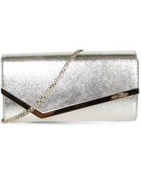 Jimmy Choo - Emmie Metallic-Effect Chain-Strap Clutch Bag - Lyst