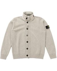 Stone Island - Logo-Patch Button-Up Sweater - Lyst