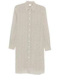 Aspesi - Floral-Print Long-Sleeve Mini Shirt Dress - Lyst