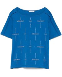 Patrizia Pepe - Crystal-Embellished Logo T-Shirt - Lyst