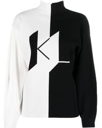 Karl Lagerfeld - Pull bicolore à motif monogrammé en jacquard - Lyst
