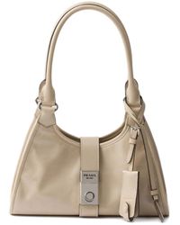 Prada - Small Leather Push-Lock Tote Bag - Lyst