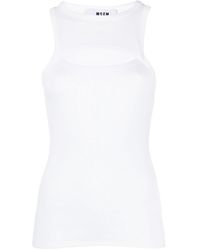 MSGM - Cut-out Fine-ribbed Tank Top - Lyst