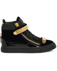 Giuseppe Zanotti - Zip Detail Hi-top Velvet Sneakers - Lyst