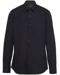 Prada - Stretch Poplin Long-sleeve Shirt - Lyst