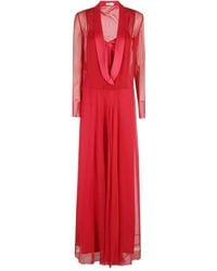 Alberta Ferretti - Flowing Silk Maxi Dress With V-Neck - Lyst