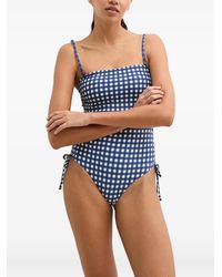 Marc O' Polo - Gingham-Check Ruched-Side Swimsuit - Lyst