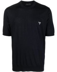 Prada - T-shirt en laine à logo brodé - Lyst