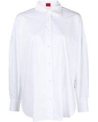 HUGO - Lace-up Cotton Shirt - Lyst