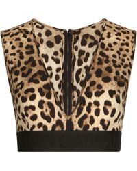 Dolce & Gabbana - Top corto con estampado de leopardo - Lyst