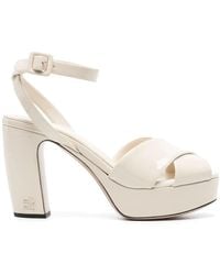Miu Miu - 105Mm Leather Platform Sandals - Lyst