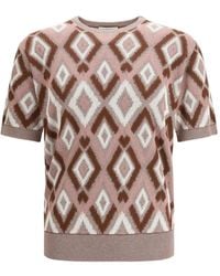 Piacenza Cashmere - Patterned Short-Sleeve Sweater - Lyst