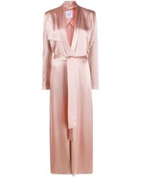 Galvan London Satin Long Trench Coat - Pink