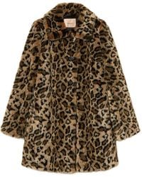 Twinset - Mantel aus Faux Fur mit Leoparden-Print - Lyst