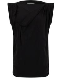 Alberta Ferretti - Draped Padded-Shoulder Top - Lyst