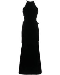 Alessandra Rich - Vestido De Terciopelo Con Cuello Halter - Lyst