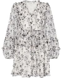 B+ AB - Mini-Jurk Met Bloemenprint En Ruches - Lyst