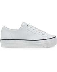 Calvin Klein - Weiß Leder Plattform Sneaker - Lyst