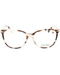 Calvin Klein - Tortoiseshell-Effect Cat-Eye Glasses - Lyst