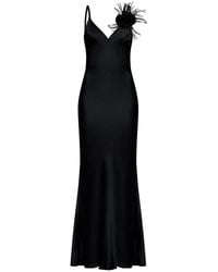 ROOM76 - Rose-Appliqué Satin Maxi Dress - Lyst