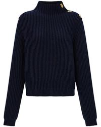 Ferragamo - Knitted Sweater With Gancini Button Detail - Lyst