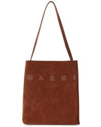 Marni - Small Museo Logo-Embroidered Leather Shoulder Bag - Lyst