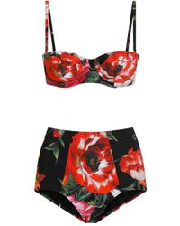 Dolce & Gabbana - Gepolsterter Balconette-Bikini Mit Blumenprint - Lyst