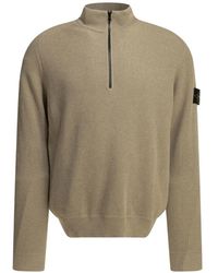 Stone Island - Ribbed-Knit Quarter-Zip Sweatshirt - Lyst