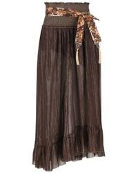 Zimmermann - Aster Asymmetrische Midi-Rok Met Ruches - Lyst
