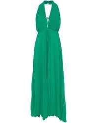 Raquel Diniz - Raissa Pleated Halterneck Maxi Dress - Lyst