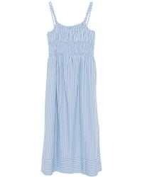 BOSS - Striped Smocked Midi Dress - Lyst