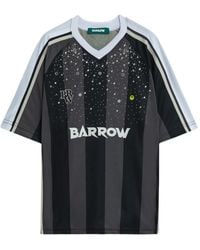Barrow - Striped Embellished V-Neck T-Shirt - Lyst