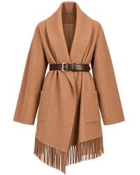 ViCOLO - Belted Fringe-Trim Coat - Lyst