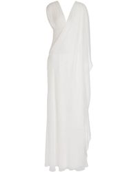 Alberta Ferretti - Ruched Single-sleeve Silk Dress - Lyst