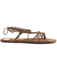 Saint Laurent - Babylone Lace-Up Strappy Sandals - Lyst