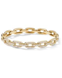 David Yurman - 18kt Yellow Gold Stax Diamond Chain Link Bracelet - Lyst