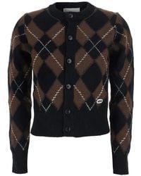 Ami Paris - Cardigan En Maille À Losanges Et Patch Logo - Lyst