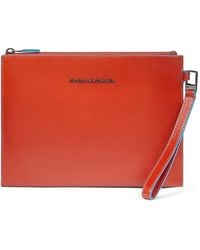 Piquadro - Pochette En Cuir À Plaque Logo - Lyst