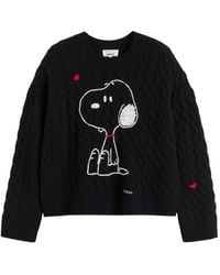 Chinti & Parker - X Peanuts Pull En Maille Torsadée À Motif Snoopy - Lyst