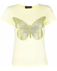Blumarine - Rhinestone-embellished Butterfly-motif T-shirt - Lyst