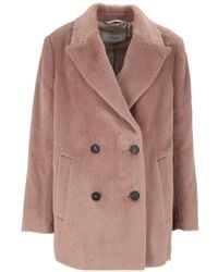 Peserico - Double-Breasted Notched-Lapels Coat - Lyst