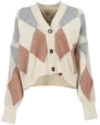 Barbour - Diamond-Pattern Wool-Blend Cardigan - Lyst