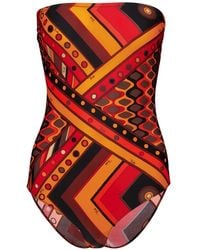 PUCCI - Vivara-Print Strapless Swimsuit - Lyst