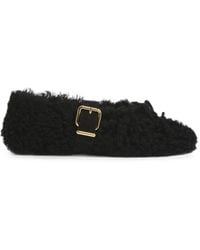 Marni - Ballerines Shearling À Boucle Noires - Lyst