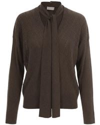 Liu Jo - Tonal-Bow Ribbed-Knit Sweater - Lyst